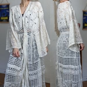 Long crochet cardigan by free people M/L